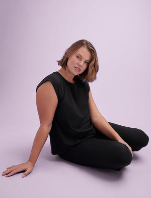 WonderKnit™ Pajama Tee - Black - Cotton/Modal/Spandex -Thirdlove