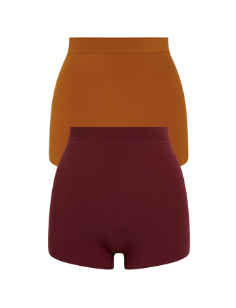 Kit Undergarments Tap Short in Cinnamon and Garnet, 63% nylon, 37% spandex