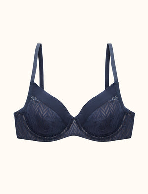 Chevron Contour Demi Bra, Indigo - Thirdlove - Nylon/Spandex,modelD