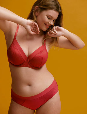 Chevron Contour Demi Bra, Pepper - Thirdlove - Nylon/Spandex,modelN
