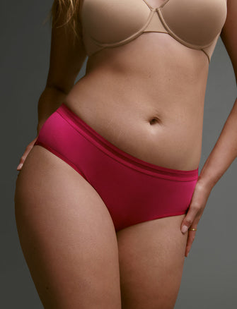 Everyday Cotton Mid-Rise Brief - Sangria - Cotton/Spandex - ThirdLove,modelHH