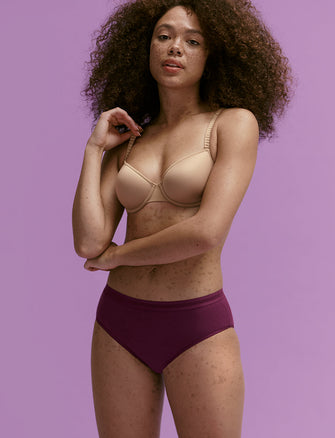 Everyday Cotton Mid-Rise Brief - Potent Plum - Cotton/Spandex - ThirdLove,modelKK