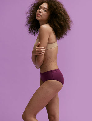 Everyday Cotton Mid-Rise Brief - Potent Plum - Cotton/Spandex - ThirdLove,modelKK