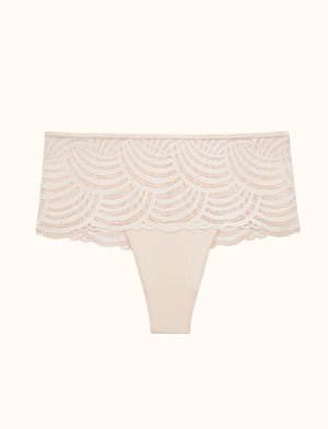 Deco Lace High Rise Thong - Ivory - Nylon/Spandex - ThirdLove,modelMM