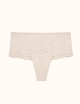 Deco Lace High Rise Thong - Ivory - Nylon/Spandex - ThirdLove,modelMM