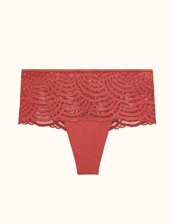 Deco Lace High Rise Thong - Rosewood - Nylon/Spandex - ThirdLove,modelPP