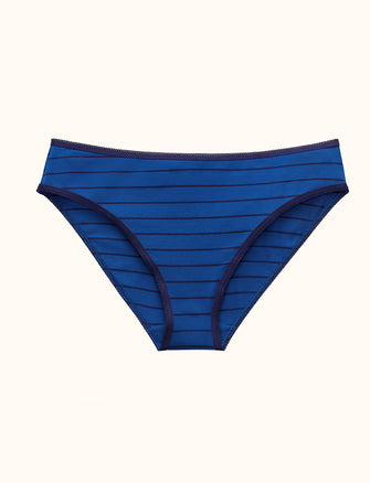 Everyday Cotton Bikini - Cobalt & True Navy Stripe - Cotton/Spandex -Thirdlove