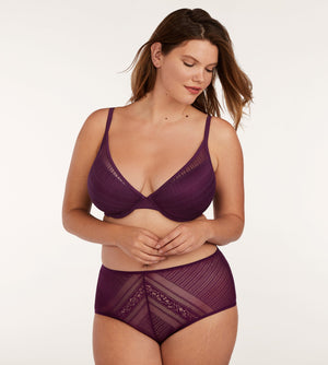 Everyday Lace High Brief - Mulberry - Nylon - ThirdLove,modelN