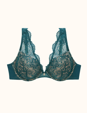 24/7® Lace Contour Plunge Bra, Eucalyptus - Thirdlove - Lace/Nylon/Spandex,modelUU