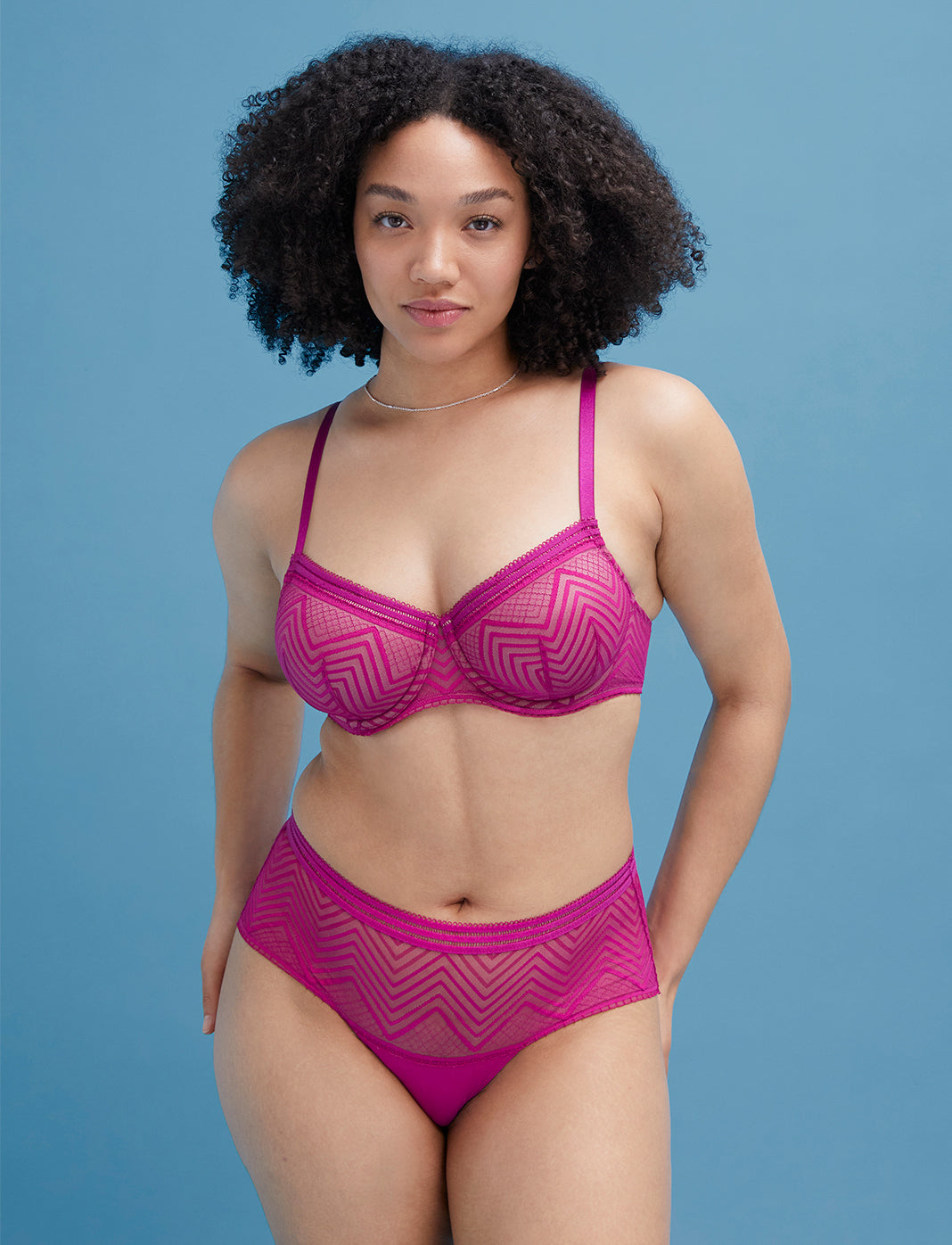 Graphic Mesh Demi Bra, Fuschia - Thirdlove - Nylon/Spandex,modelAA