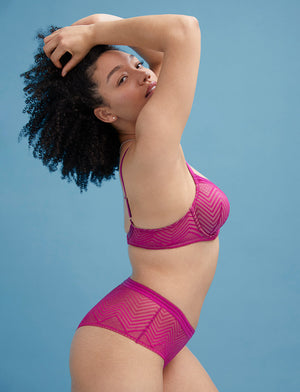 Graphic Mesh Demi Bra, Fuschia - Thirdlove - Nylon/Spandex,modelAA
