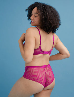 Graphic Mesh Cheeky - Fuschia - Nylon/viscose/spandex - ThirdLove,modelAA