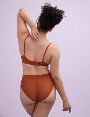 Shadow Stripe Mid-Rise Brief - Ginger - Lace, Nylon, Spandex, Microfiber - ThirdLove,modelAA