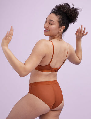 Shadow Stripe Triangle Wireless Bralette - Ginger - Lace, Nylon, Spandex, Power Mesh -Thirdlove