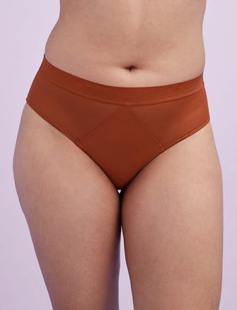 Shadow Stripe Mid-Rise Brief - Ginger - Lace, Nylon, Spandex, Microfiber - ThirdLove,modelAA