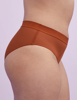 Shadow Stripe Mid-Rise Brief - Ginger - Lace, Nylon, Spandex, Microfiber - ThirdLove,modelAA