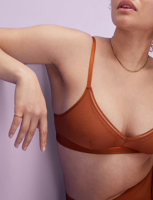 Shadow Stripe Triangle Wireless Bralette - Ginger - Lace, Nylon, Spandex, Power Mesh -Thirdlove