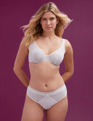 Shadow Stripe Mid-Rise Brief - White - Lace, Nylon, Spandex, Microfiber - ThirdLove,modelR