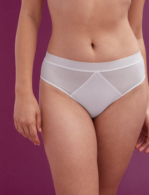 Shadow Stripe Mid-Rise Brief - White - Lace, Nylon, Spandex, Microfiber - ThirdLove,modelR