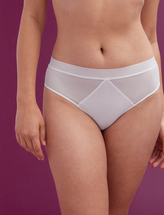 Shadow Stripe Mid-Rise Brief - White - Lace, Nylon, Spandex, Microfiber - ThirdLove,modelR