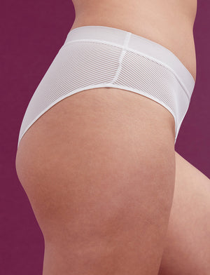 Shadow Stripe Mid-Rise Brief - White - Lace, Nylon, Spandex, Microfiber - ThirdLove,modelR