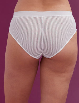 Shadow Stripe Mid-Rise Brief - White - Lace, Nylon, Spandex, Microfiber - ThirdLove,modelR