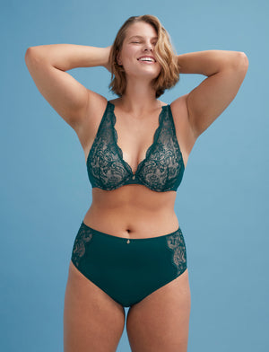 Lace High Brief - Eucalyptus - Lace/Nylon/Spandex - ThirdLove,modelUU
