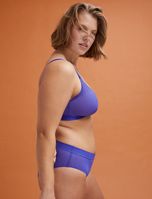 Shadow Stripe Triangle Wireless Bralette - Twilight Blue - Lace, Nylon, Spandex, Power Mesh -Thirdlove