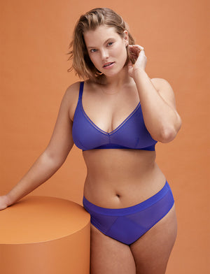Shadow Stripe Triangle Wireless Bralette - Twilight Blue - Lace, Nylon, Spandex, Power Mesh -Thirdlove