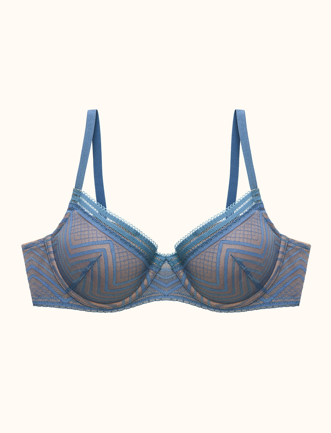 Graphic Mesh Demi Bra, Azure - Thirdlove - Nylon/Spandex,modelUU