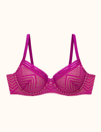 Graphic Mesh Demi Bra, Fuschia - Thirdlove - Nylon/Spandex,modelAA