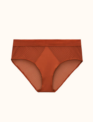 Shadow Stripe Mid-Rise Brief - Ginger - Lace, Nylon, Spandex, Microfiber - ThirdLove,modelAA
