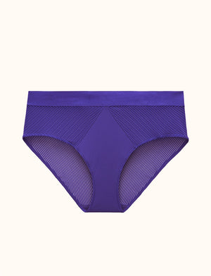 Shadow Stripe Mid-Rise Brief - Twilight Blue - Lace, Nylon, Spandex, Microfiber - ThirdLove