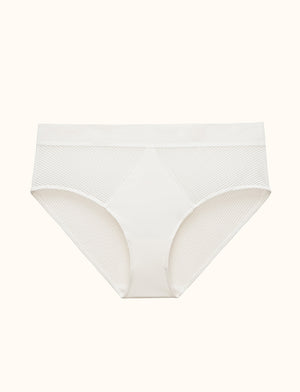 Shadow Stripe Mid-Rise Brief - White - Lace, Nylon, Spandex, Microfiber - ThirdLove,modelR