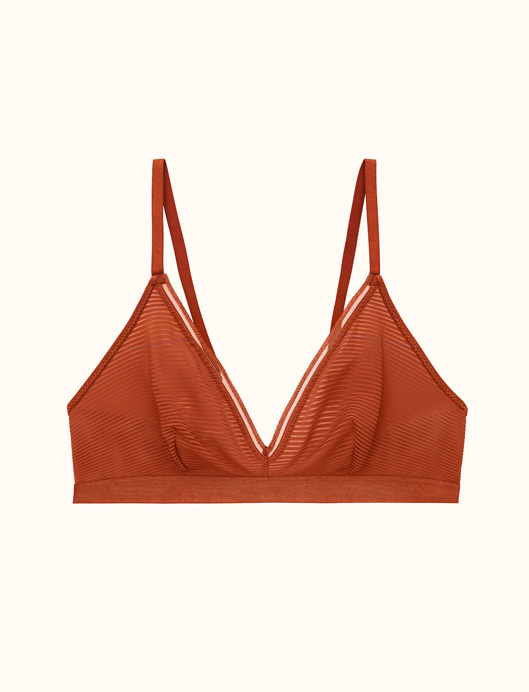 Shadow Stripe Triangle Wireless Bralette - Ginger - Lace, Nylon, Spandex, Power Mesh -Thirdlove