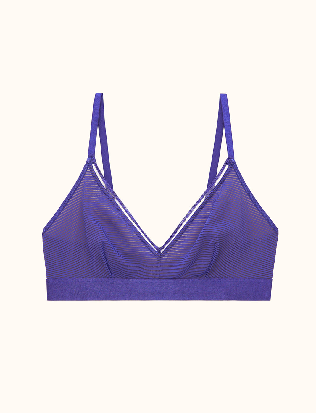 Shadow Stripe Triangle Wireless Bralette - Twilight Blue - Lace, Nylon, Spandex, Power Mesh -Thirdlove