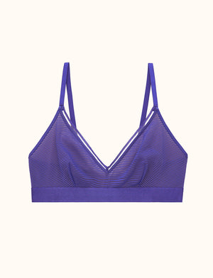 Shadow Stripe Triangle Wireless Bralette - Twilight Blue - Lace, Nylon, Spandex, Power Mesh -Thirdlove