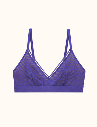 Shadow Stripe Triangle Wireless Bralette - Twilight Blue - Lace, Nylon, Spandex, Power Mesh -Thirdlove