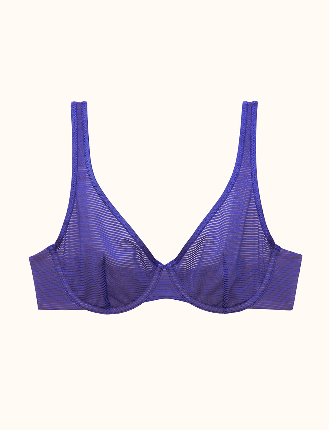 Unlined Shadow Stripe Scoop Bra, Twilight Blue - Thirdlove - Lace, Nylon, Spandex, Tulle, Power Mesh,modelZ