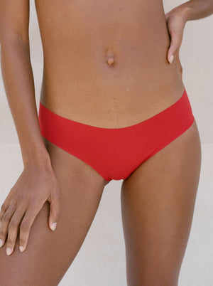 Kit Undergarments Seamless Brief in Scarlet, 63% nylon, 37% spandex