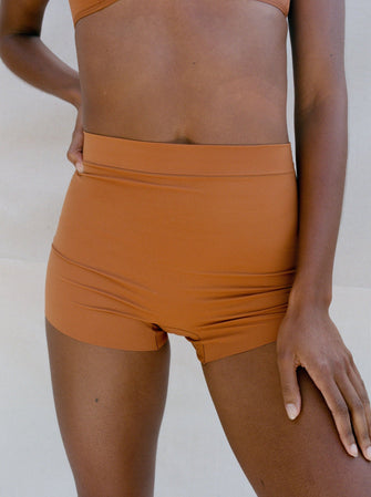 Kit Undergarments Tap Short in Cinnamon, 63% nylon, 37% spandex