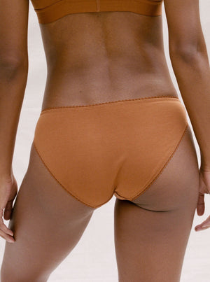 Kit Undergarments Organic Cotton Bikini Brief in Cinnamon, 95% organic cotton, 5% spandex