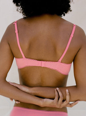 Kit Undergarments Organic Cotton Triangle Soft Bra in Rose, 95% organic cotton, 5% spandex