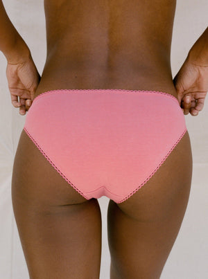 Kit Undergarments Organic Cotton Bikini Brief in Rose, 95% organic cotton, 5% spandex
