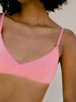 Kit Undergarments Organic Cotton Triangle Soft Bra in Rose, 95% organic cotton, 5% spandex
