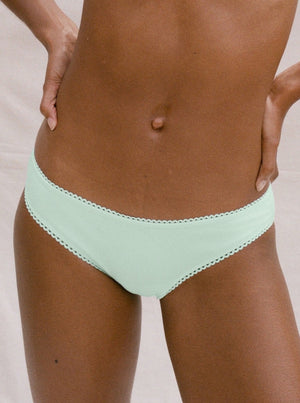 Kit Undergarments Organic Cotton Bikini Brief in Jade, 95% organic cotton, 5% spandex