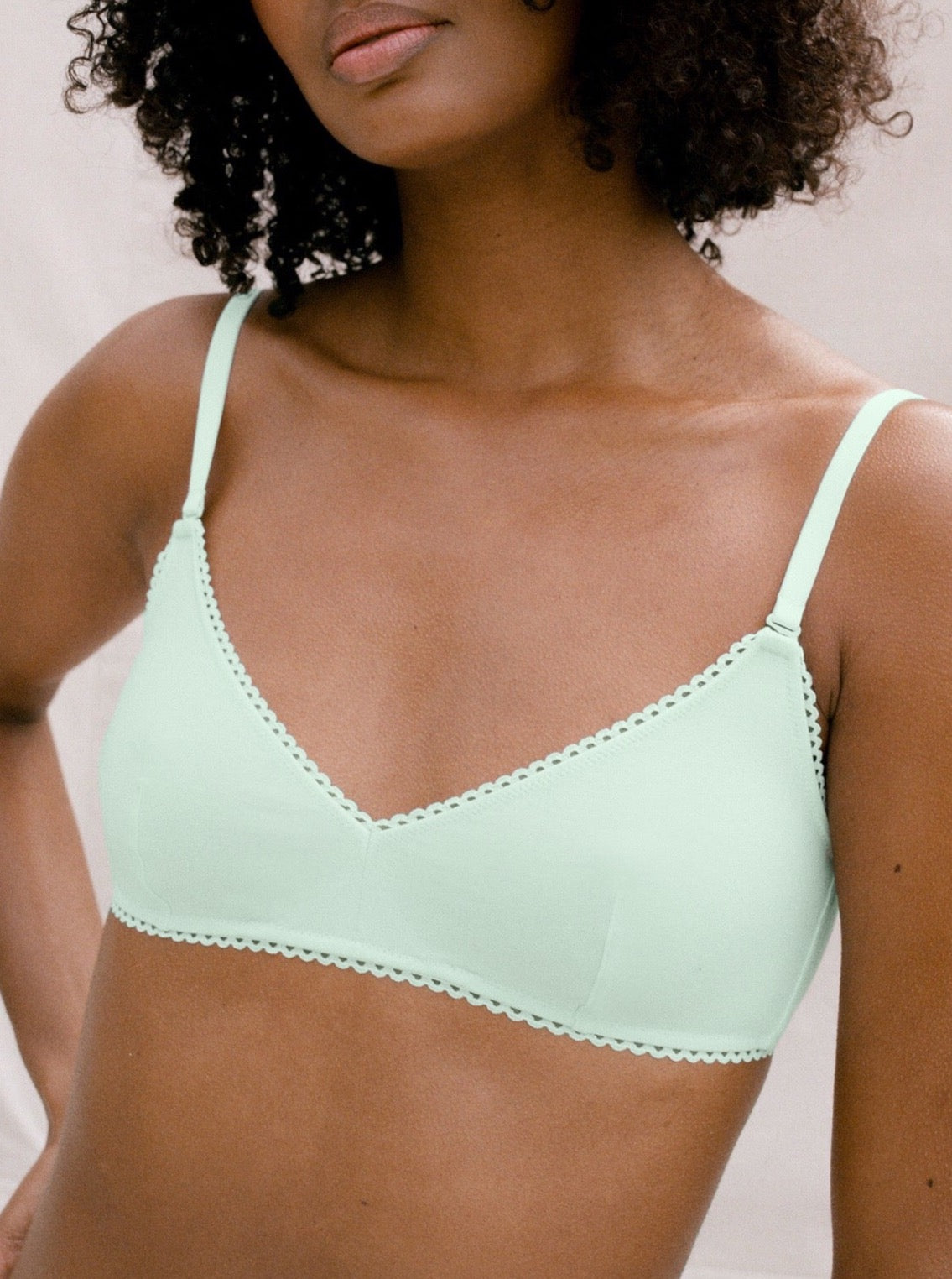 Kit Undergarments Organic Cotton Triangle Soft Bra in Rose, 95% organic cotton, 5% spandex