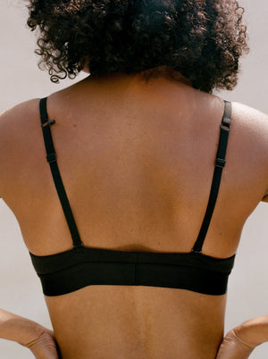Kit Undergarments Organic Cotton Triangle Pullover Bra in Onyx, 95% organic cotton, 5% spandex