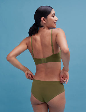 Form Seamless V-Neck Wireless Bra - Palm Green Stripe - Nylon/Spandex -Thirdlove