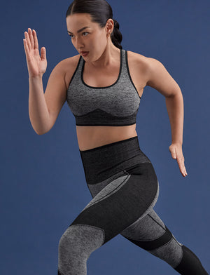 Flex Seamless Racerback Sports Bra - Heather Grey - Nylon/polyester/spandex -Thirdlove